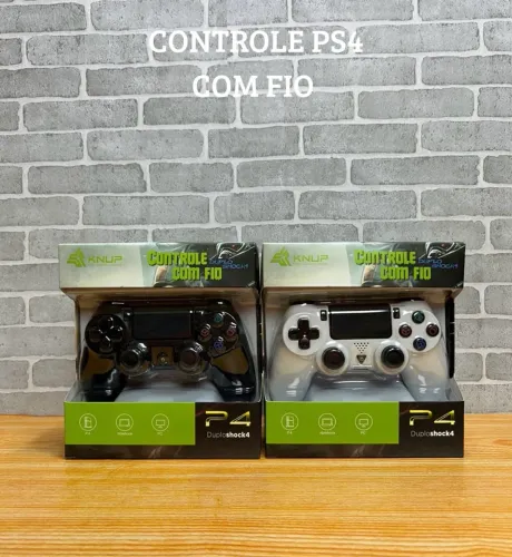 Controle PS4 com Fio KNUP - Preto ou Branco