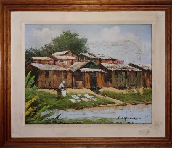 Quadro Tela em óleo com o tema ?Ribeirinhos? de Ernesto Capobianco