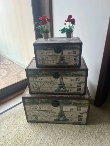 Jogo com 03 Baús p/ Decoracao.