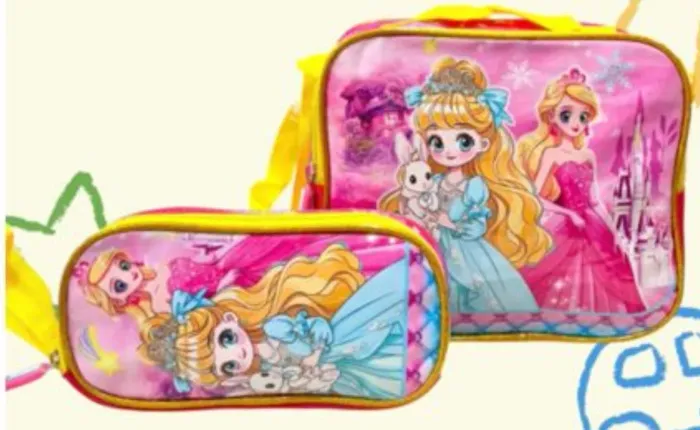Conjunto lancheira térmica mas porta lápis Infantis Princesas