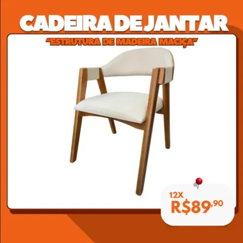 Cadeiras de Jantar Estilo Poltrona - Madeira Maciça, Design Moderno em Linho "Mostruário"