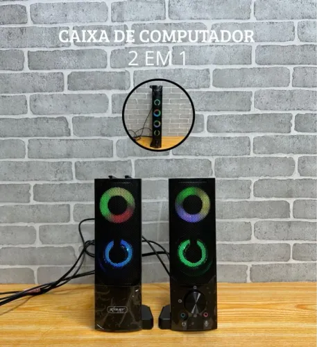 Caixa de Som para Computador 2 em 1 com LED