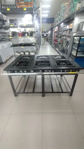 FOGÃO INDUSTRIAL A GÁS 06 BOCAS BAIXA PRESSÃO GRELHA 40 X 40 VENÂNCIO