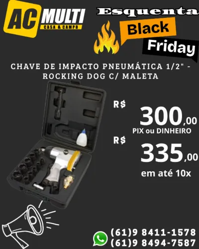 Chave de Impacto Pneumática 1/2" - Rocking Dog c/ Maleta