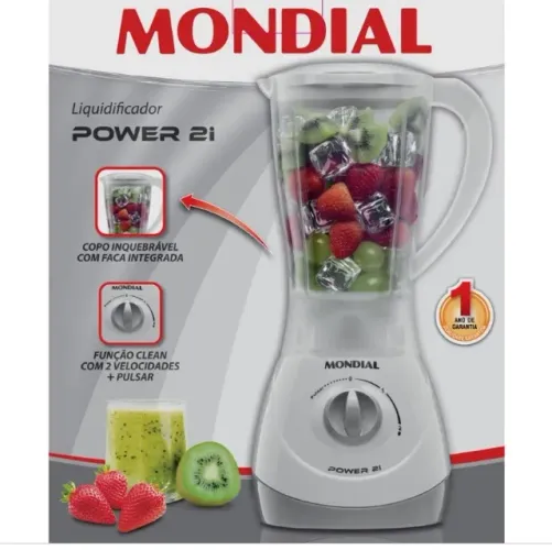 Liquidificador Mondial Power 2i NL-26 500W Branco Cinza 110V Novo, nunca usado garantia