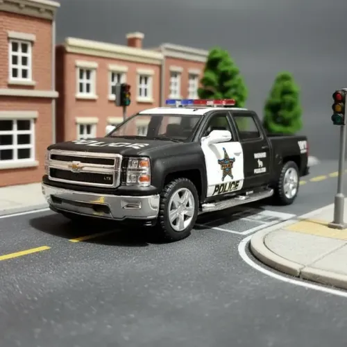 Carriho de Brinquedo Silverado Chevrolet Polícia 1/46 Miniatura Viatura Metal