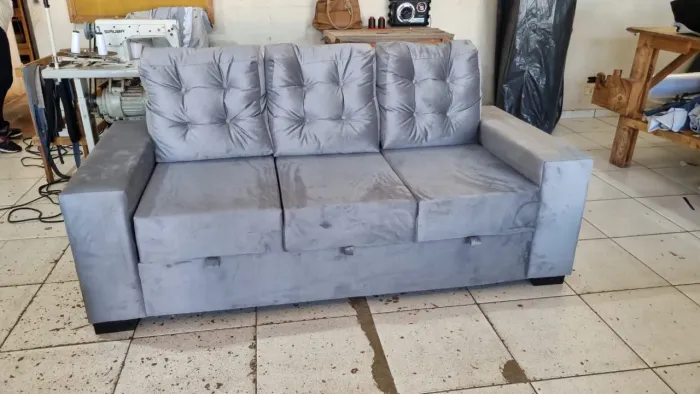 Sofá retrátil cinza fabricamos outras cores novo