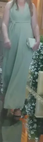 Vestido longo verde menta
