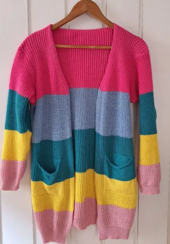 Cardigã alongado Tricot Colorido - Conforto e Estilo