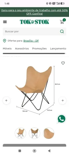 Cadeira butterfly Tok&Stok - de couro natural