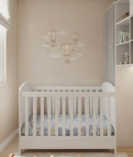 Berço Infantil Branco com Colchão