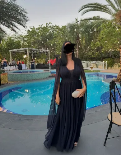 Vestido de festa azul marinho longo com capa microtule tamanho g usado