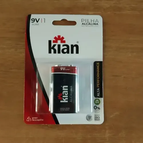 Bateria 9V Pilha Alcalina alta performance Kian - Nova a pronta entrega