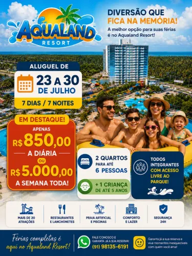 Aluguel no Aqualand Resort - 23 a 30 de julho - Salinas