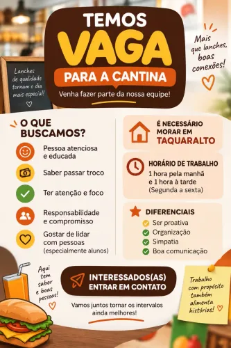 Vaga de emprego - ATENDENTE DE CANTINA