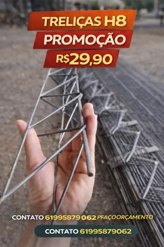 FERRAGEM - TRELIÇA H8 PEÇA DE 6 METROS A VISTA R$29,90