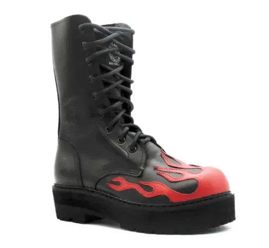 Coturno Vilela Boots Cano Médio Fogo Vermelho - Preto