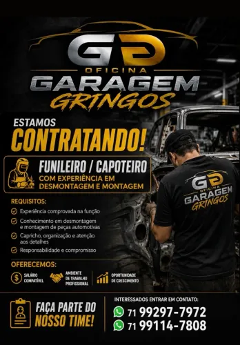 Vaga para preparador / vaga pra pintor / vaga pra chapista 