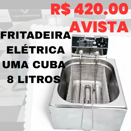 FRITADEIRA ELÉTRICA 1 CUBA 8 LITROS