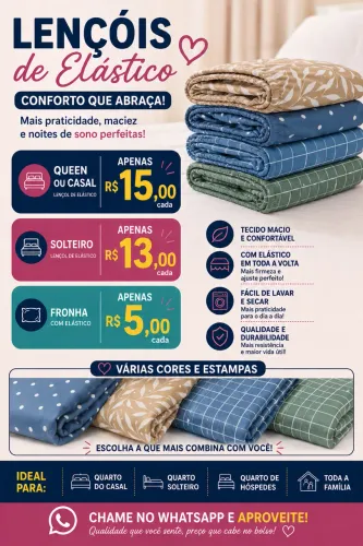 Lençois de Elástico e fronhas