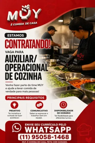 AUXILIAR DE COZINHA EM TODAS AS REGIÕES DE SÃO PAULO