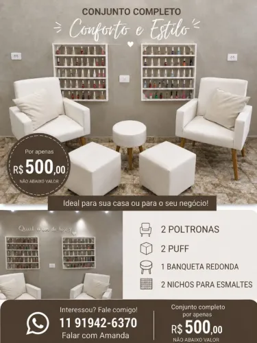 Poltronas, puff e nichos 