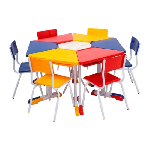 Conjunto Escolar de Mesa + Cadeiras, Modelo Hexagonal/Trapézio/Sextavado