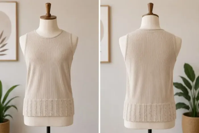 Blusa feminina regata canelada bege