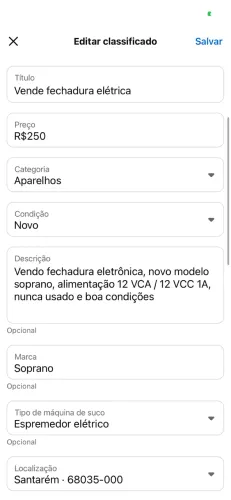 Vende-se fechadura elétrica