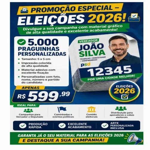 5000 praguinhas 5x5 cm ! Sua eleição começa aqui!