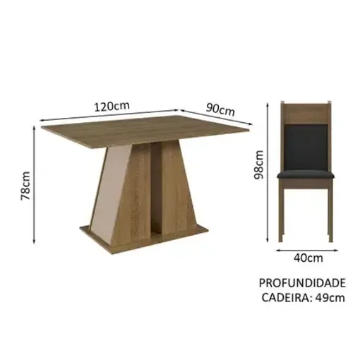 Conjunto de Mesa Tampo Angel Madesa 4 Cadeiras