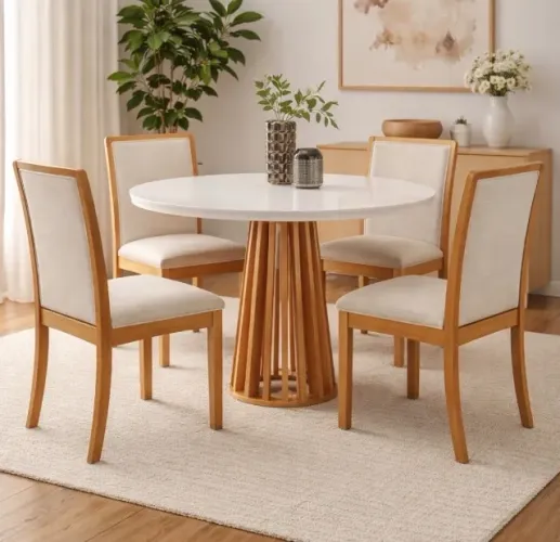 Mesa Ravello 100 com 4 Cadeiras Mônaco