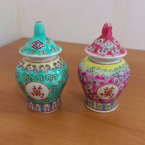 Potiches de Porcelana Chinesa 2 Oriental Raridade Vintage
