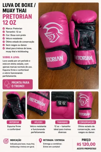 Luva de Boxe/Muay Thai Pretorian 12oz