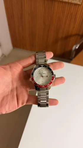 Relógio Monte Carlo Masculino Aço Inox GMT Pepsi