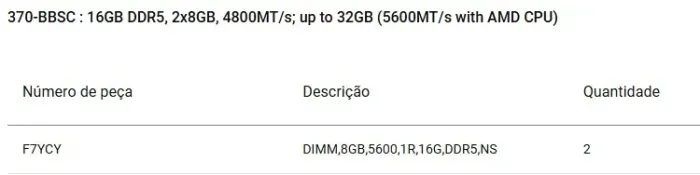 Memoria DD5 SODIMM 2x8gb 4800MT para notebook, original vindo com notebook dell.