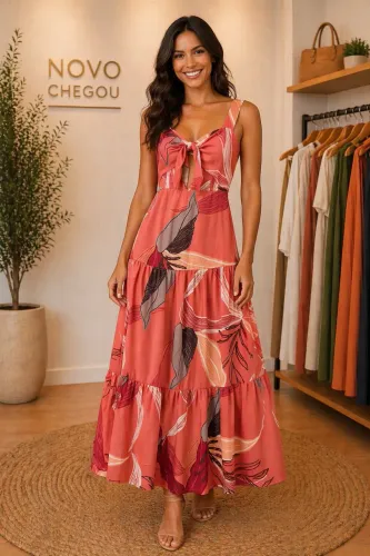 Vestido estampado festa 