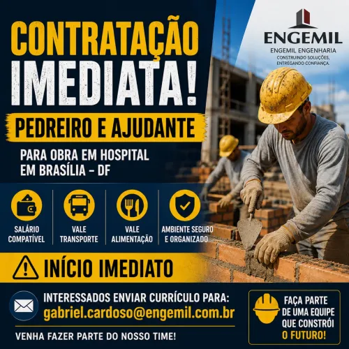 Contrata-se Pedreiro e Ajudante de Obras