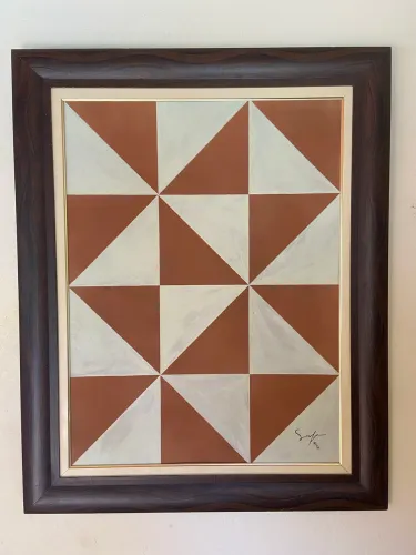 Quadro abstrato geométrico grande