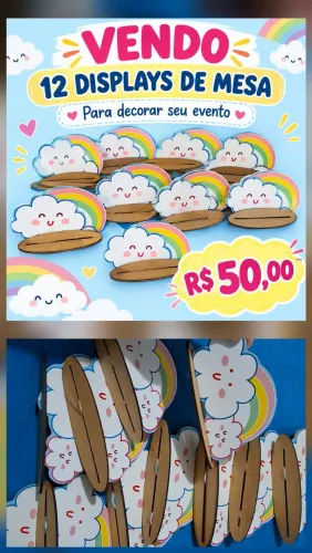 Vendo 12 display de mesa Chuva de bênçãos, Arco-íris, p/decorar sua festa e evento R$50