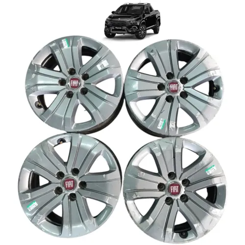 Jogo Roda Aro 16 Fiat Toro 1.8 2018 2019 2020 5x110 Cinza
