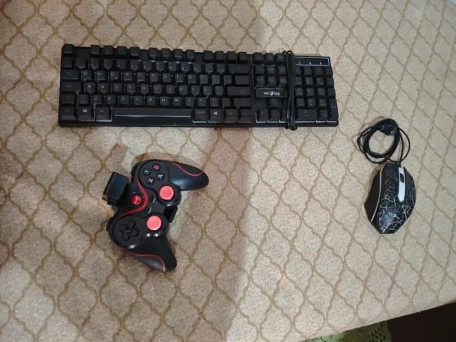Teclado, mouse e gamepad.