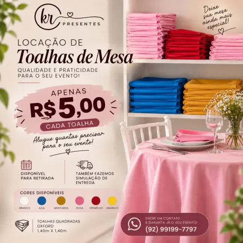 ALUGUEL TOALHAS DE MESAS PARA EVENTOS
