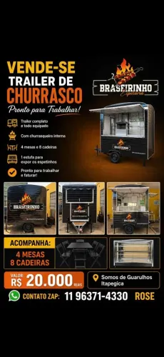 Trailer a venda churrasco e lanches