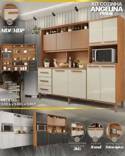 Armário de cozinha Angelina 100% MDF