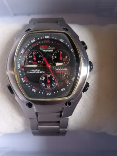 Relógio Timex Ironman Cronógrafo Aço Original WR100M Indiglo - Raro 2006