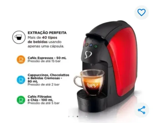 Cafeteira de cápsula 3 corações nova nunca usada