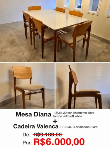 Mesa Diana 1,80 x 1,20 Tampo Vidro Off White