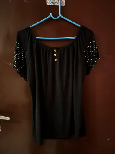 Blusa preta strass G