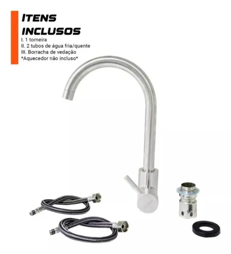 Torneira cozinha gourmet  misturador inox prateado